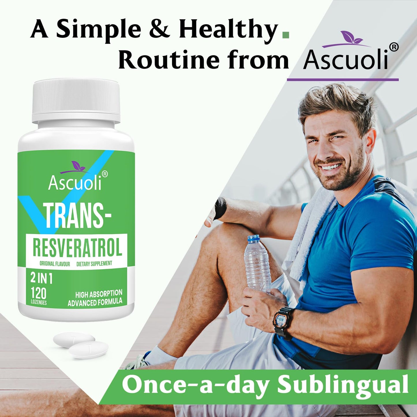 Sublingual Trans-Resveratrol Purity 99% – 3-in-1 NAD+ Boost, Immune & Energy Support | 120 Lozenge
