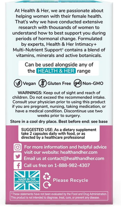 Health & Her Intimacy+ Multi-Nutrient Supplement for Women – Maca Root, Tribulus, Vegan (60 ct)