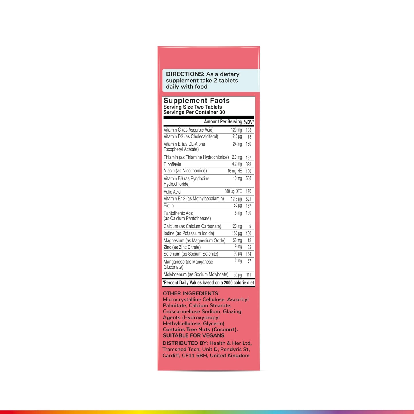 Health & Her Multivitamin for Women on Birth Control – Vegan & Gluten Free (60 Tablets)
