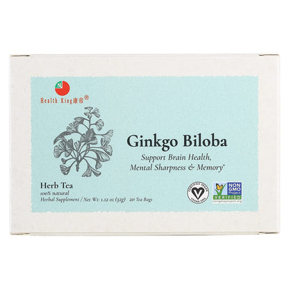 Health King Ginkgo Biloba Tea – Herbal Teabags, 20 Count Box