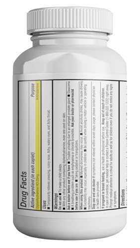 HEALTH LFE Allergy Relief Diphenhydramine HCl 25 mg Caplets, 1000 Count | For Sneezing, Runny Nose, Itchy Eyes