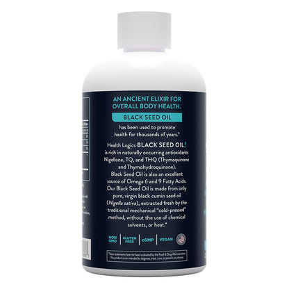 Health Logics Black Seed Oil - Cold Pressed Black Cumin Seed Oil 6 oz | Omega 6 & 9