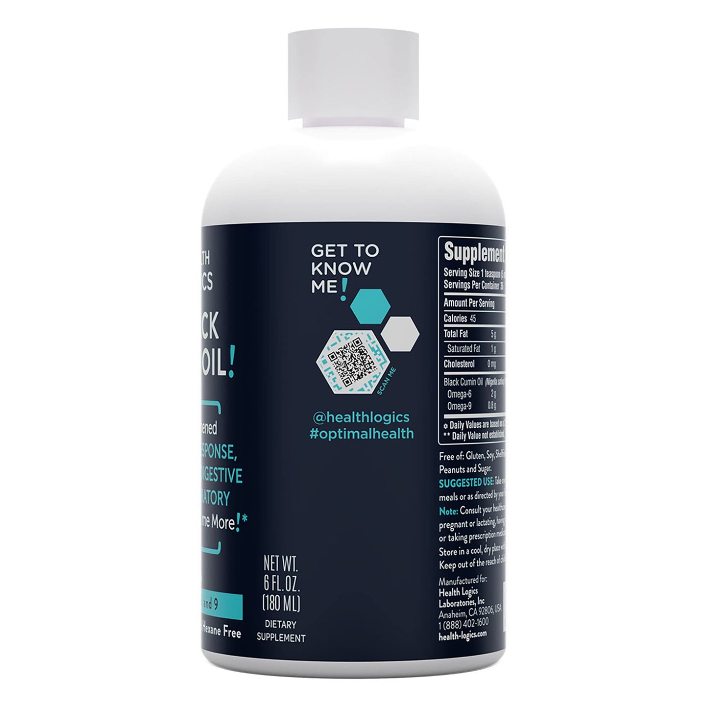 Health Logics Black Seed Oil - Cold Pressed Black Cumin Seed Oil 6 oz | Omega 6 & 9
