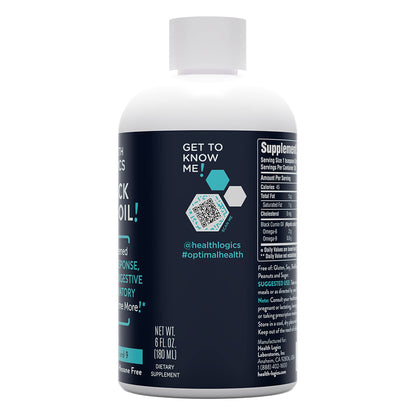 Health Logics Black Seed Oil - Cold Pressed Black Cumin Seed Oil 6 oz | Omega 6 & 9
