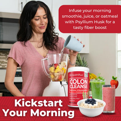 Health Plus Colon Cleanse - Psyllium Husk, Strawberry, 9 oz, 36 Servings