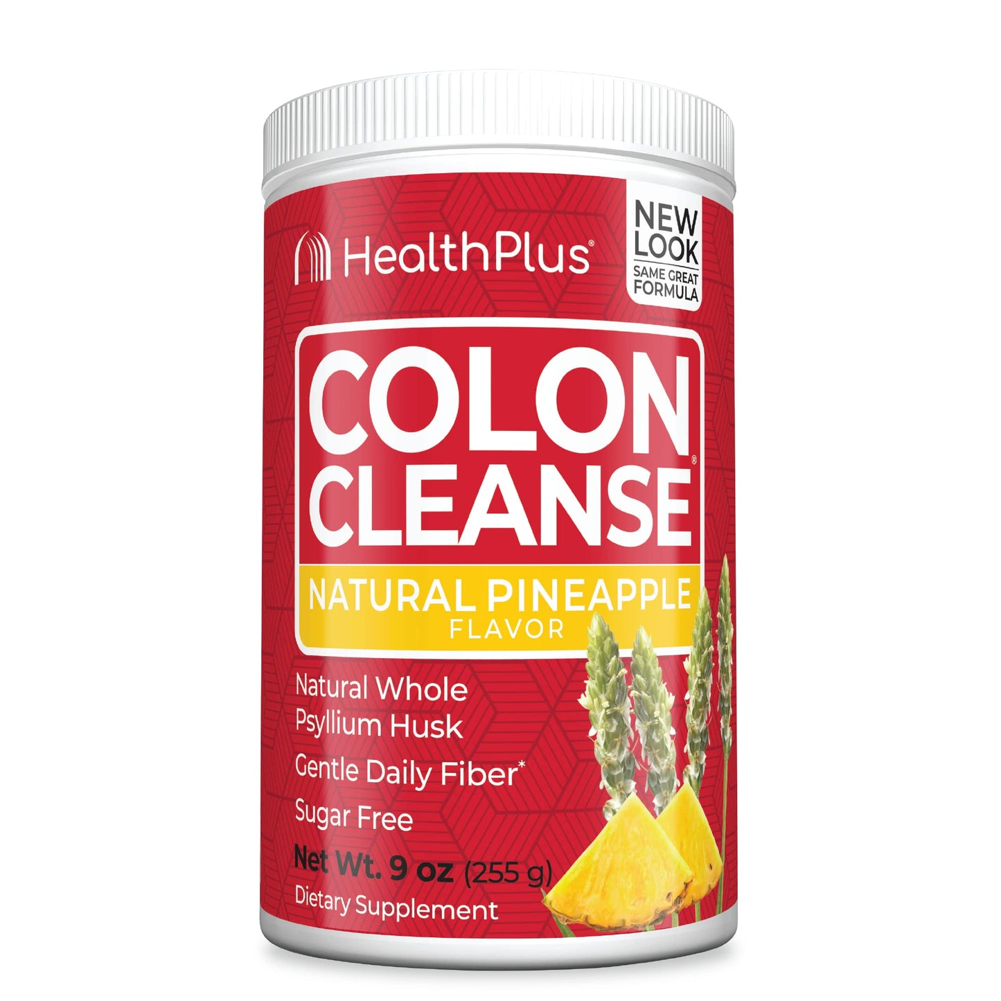 Health Plus Colon Cleanse Digestive Support – Pineapple Flavor, Psyllium Husk, 9 oz | 36 Servings