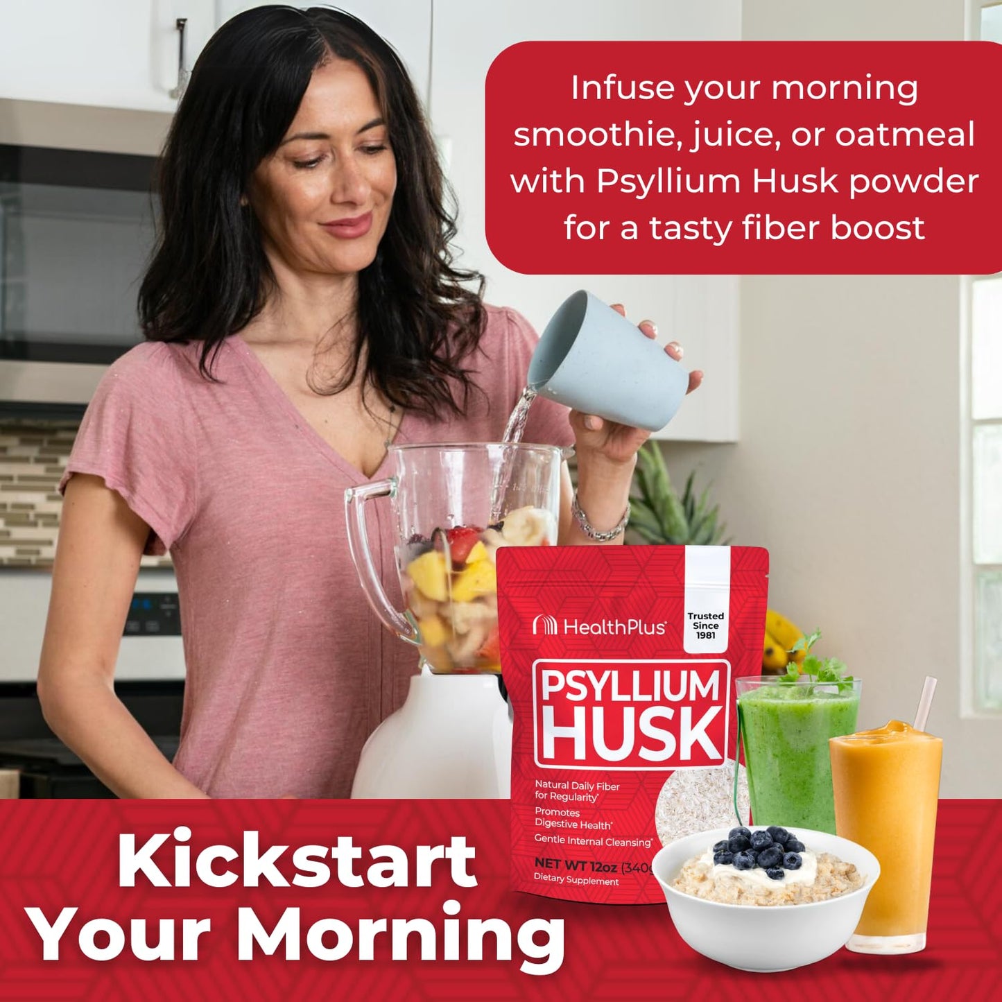 Health Plus Psyllium Husk 12 oz – Daily Fiber & Natural Detox
