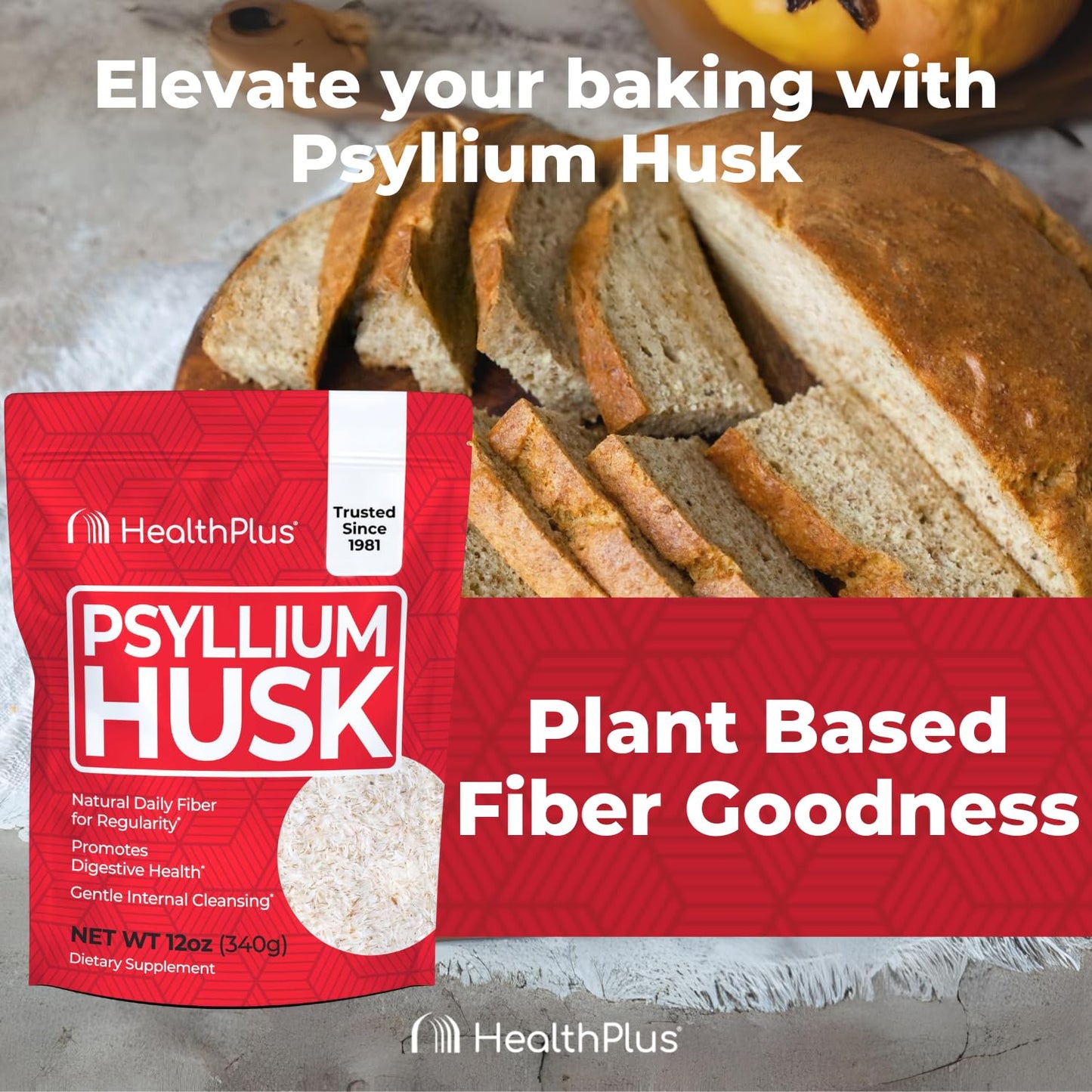 Health Plus Psyllium Husk 12 oz – Daily Fiber & Natural Detox