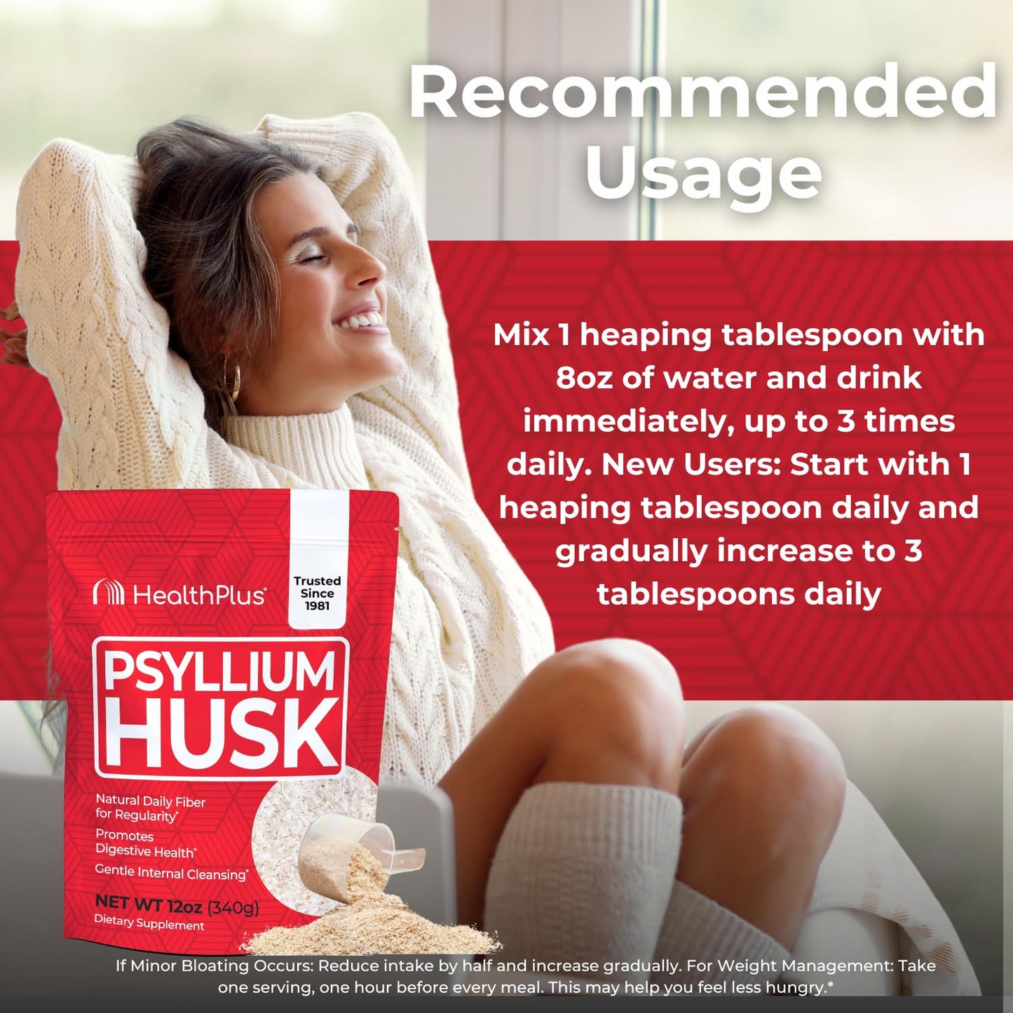 Health Plus Psyllium Husk 12 oz – Daily Fiber & Natural Detox
