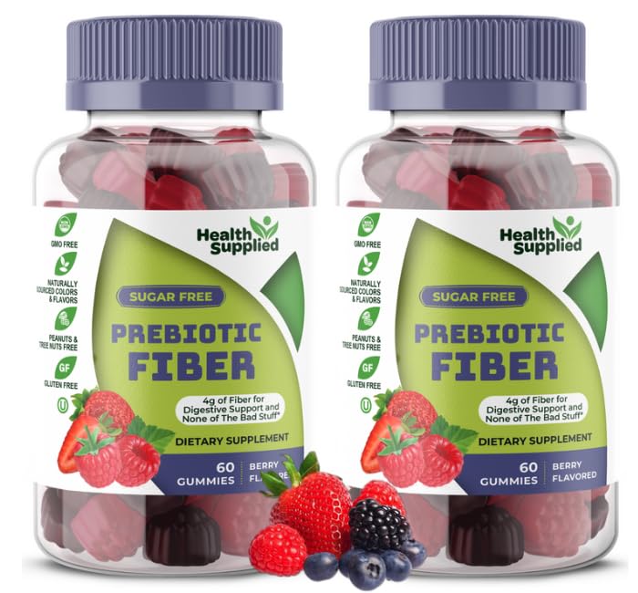 Health Supplied Mixed Berry Prebiotic Fiber Gummies – Digestive Support, Constipation Relief, Easy to Swallow