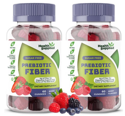 Health Supplied Mixed Berry Prebiotic Fiber Gummies – Digestive Support, Constipation Relief, Easy to Swallow