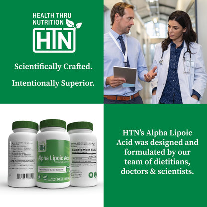 Health Thru Nutrition Alpha Lipoic Acid 600mg (60 Servings) – Vegan, Non-GMO, Gluten Free