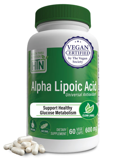 Health Thru Nutrition Alpha Lipoic Acid 600mg (60 Servings) – Vegan, Non-GMO, Gluten Free