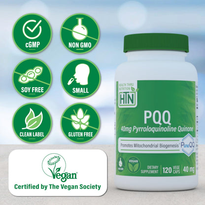 Health Thru Nutrition PureQQ PQQ 40mg – 120 Servings | Vegan, Non-GMO