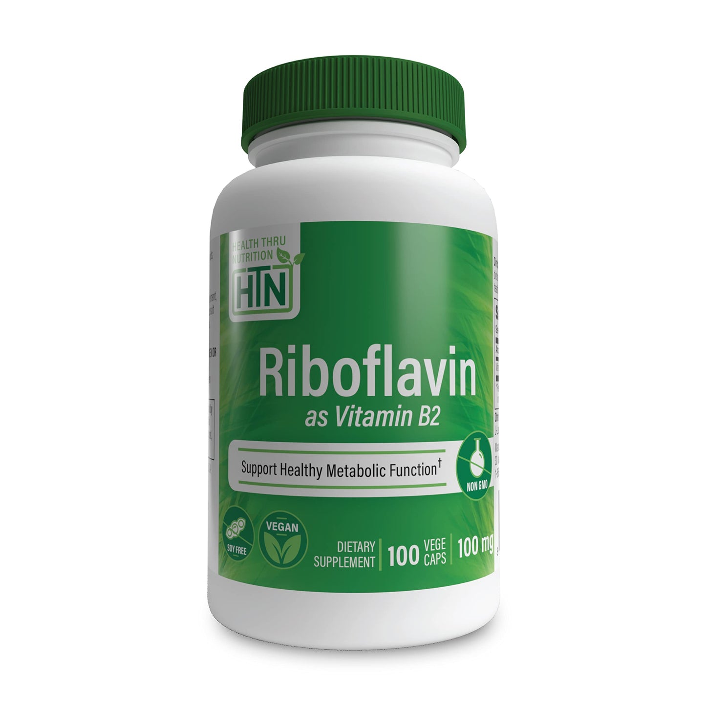 Health Thru Nutrition Riboflavin 100mg VegeCaps | Energy Metabolism & Nervous System Support