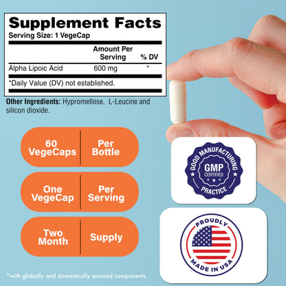 Health Thru Nutrition Alpha Lipoic Acid 600mg (60 Servings) – Vegan, Non-GMO, Gluten Free
