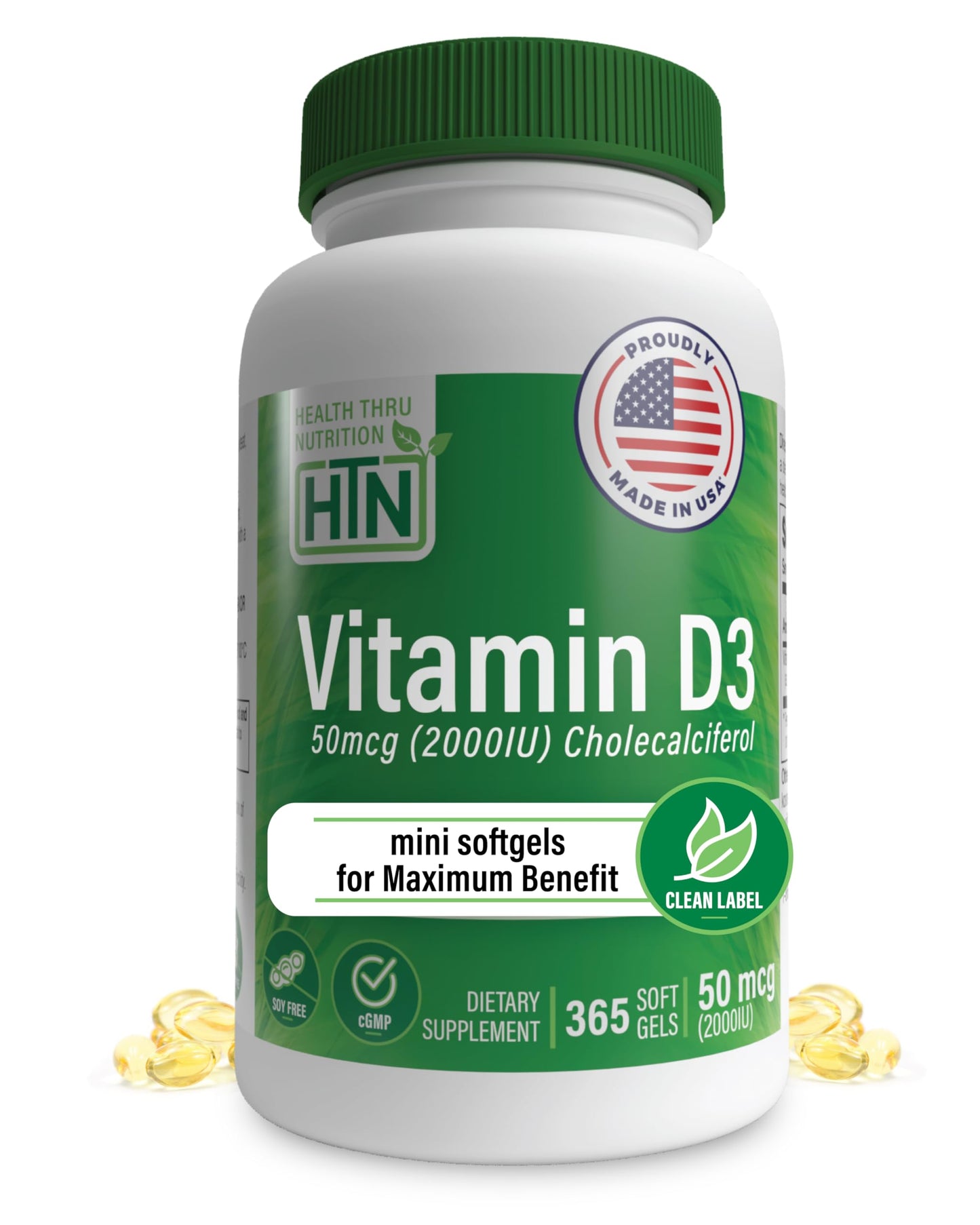 Vitamin D3 2000 IU 365 Mini Softgels – Immune and Bone Support | HTN