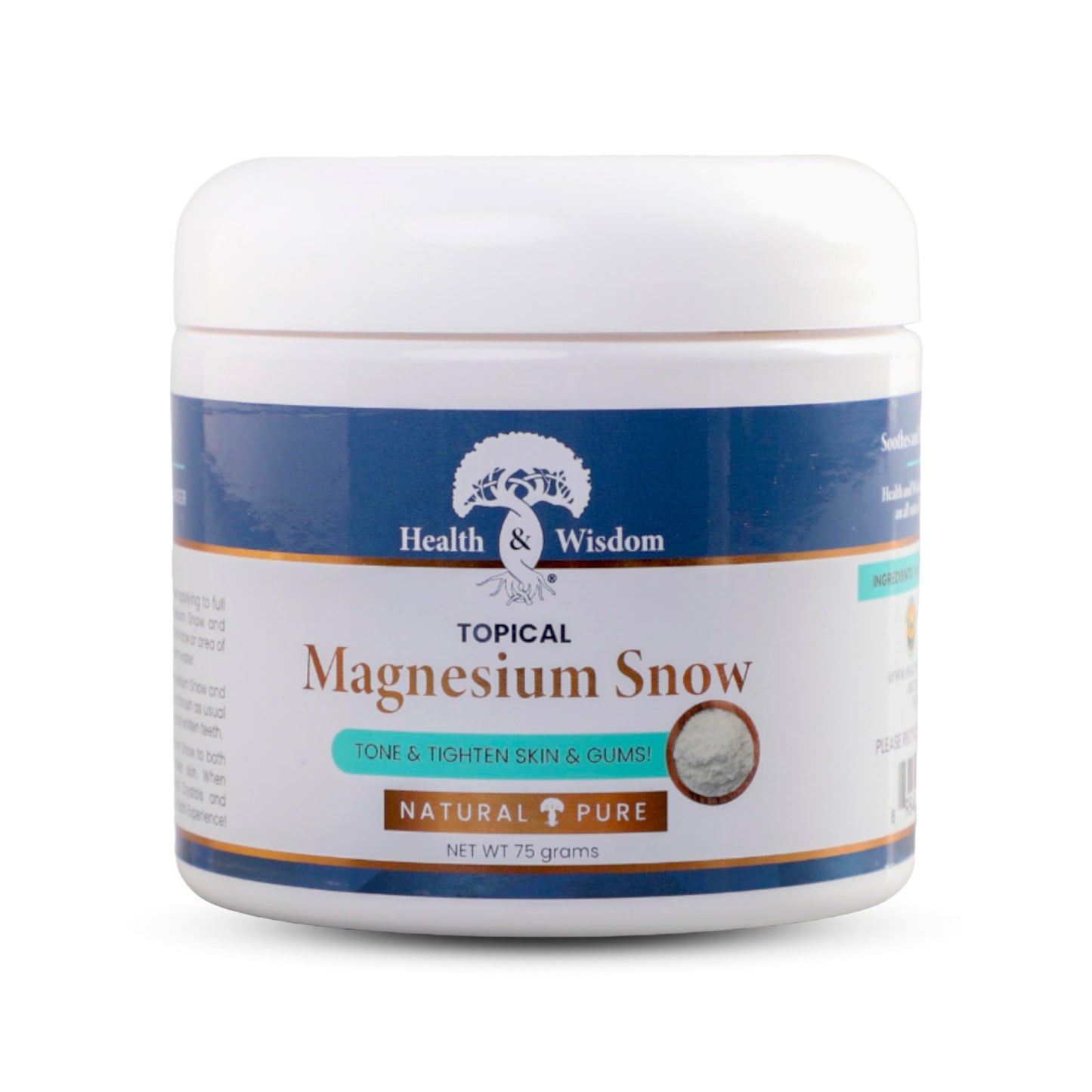 Health and Wisdom Magnesium Snow - Fine Magnesium Carbonate Powder for Skin & Oral Care | 2.65 oz