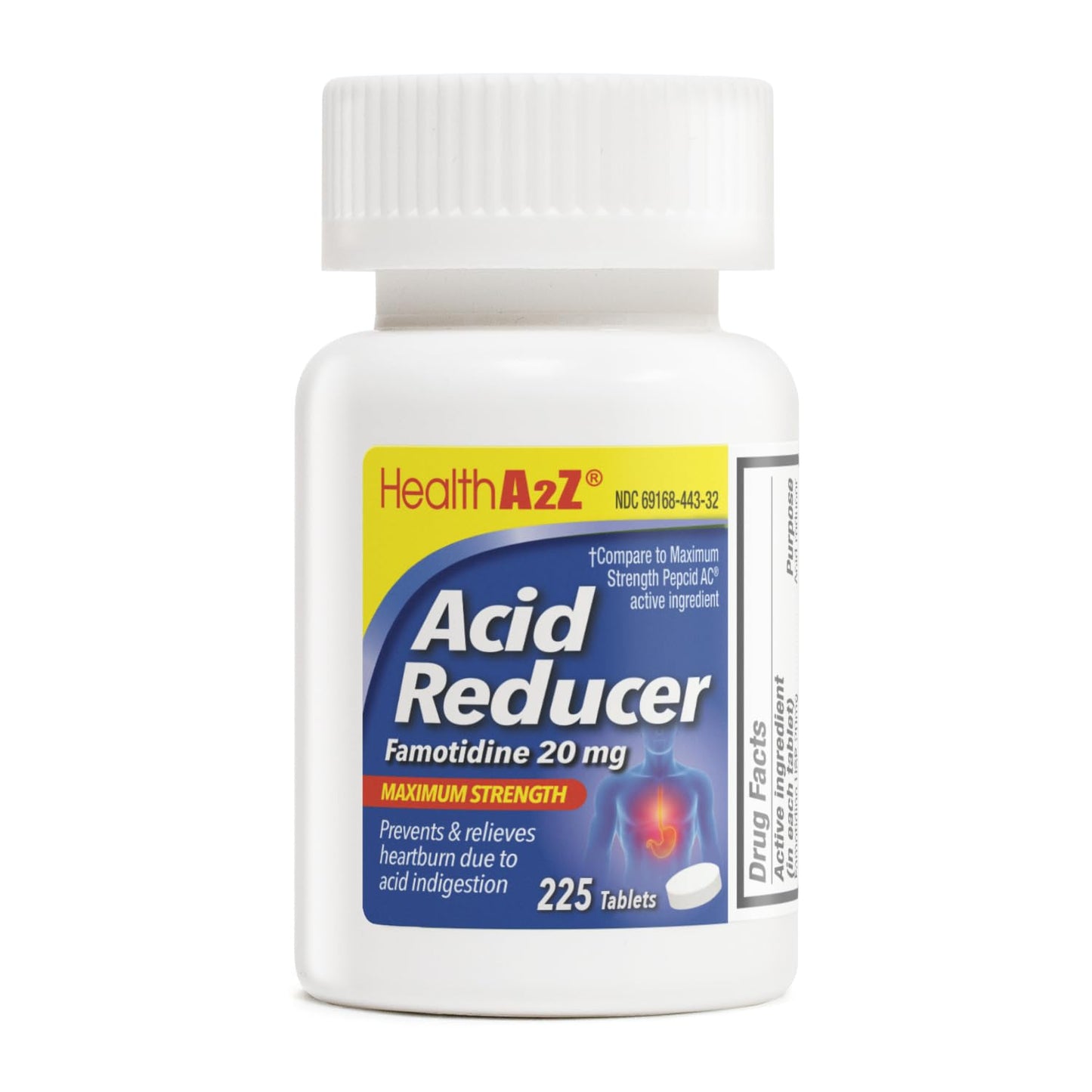 HealthA2Z Acid Reducer | Famotidine 20mg – Maximum Strength, Heartburn Relief (225 Tablets)