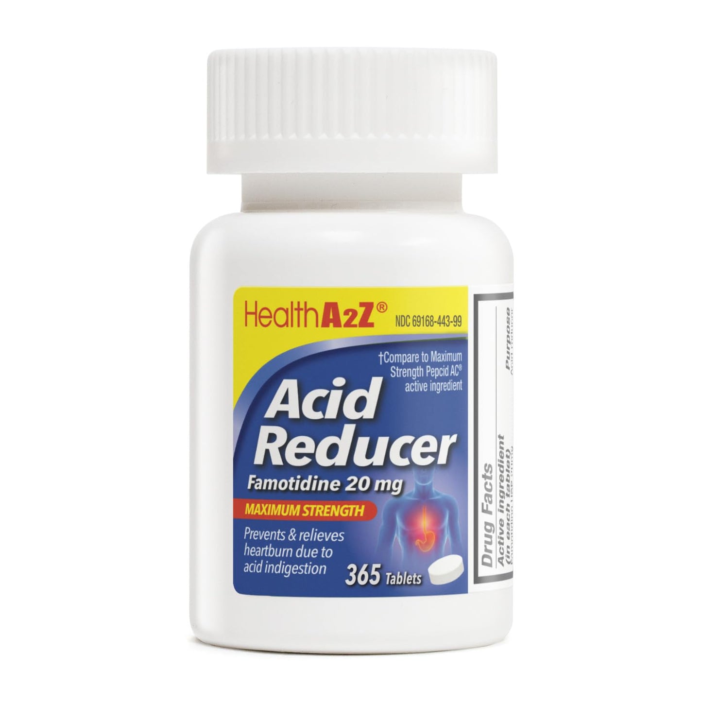 HealthA2Z Acid Reducer (Famotidine 20 mg) – Maximum Strength Heartburn Relief | 365 Tablets