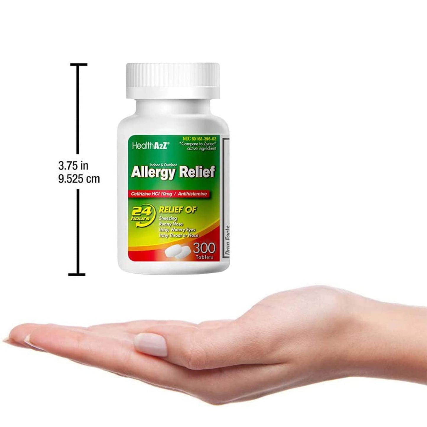 HealthA2Z Allergy Relief 10mg Cetirizine – All Day Indoor & Outdoor Allergy Support (Pack of 2, 300 Count)