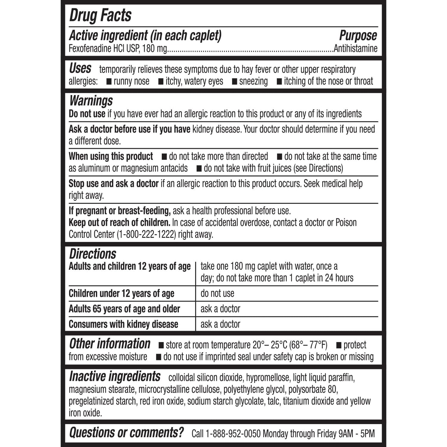 HealthA2Z Allergy Relief - Fexofenadine 180mg | 180 Caplets | 24-Hour Non-Drowsy Antihistamine