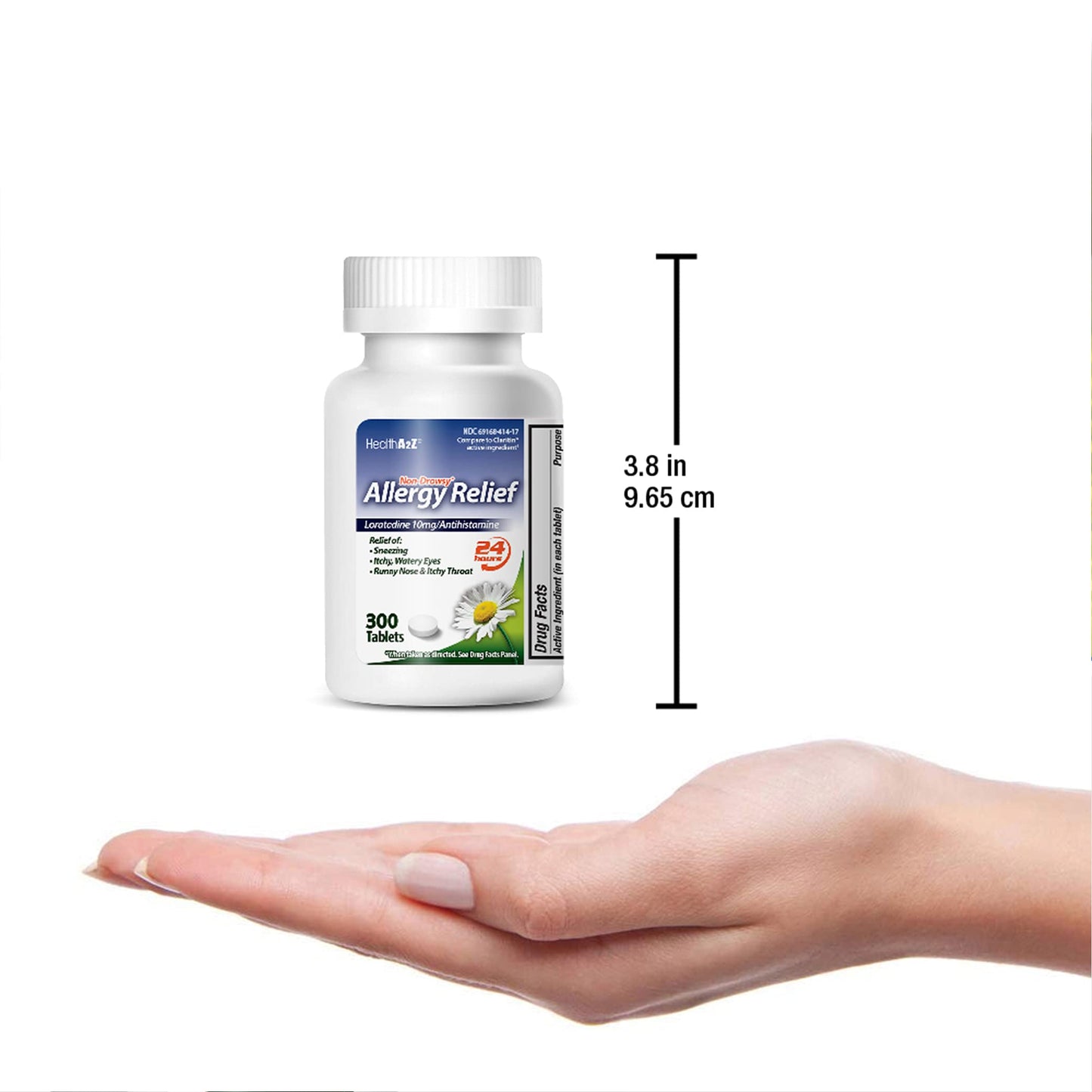 HealthA2Z Allergy Relief | Loratadine 10mg | 24-Hour Non-Drowsy Antihistamine | 300 Tablets