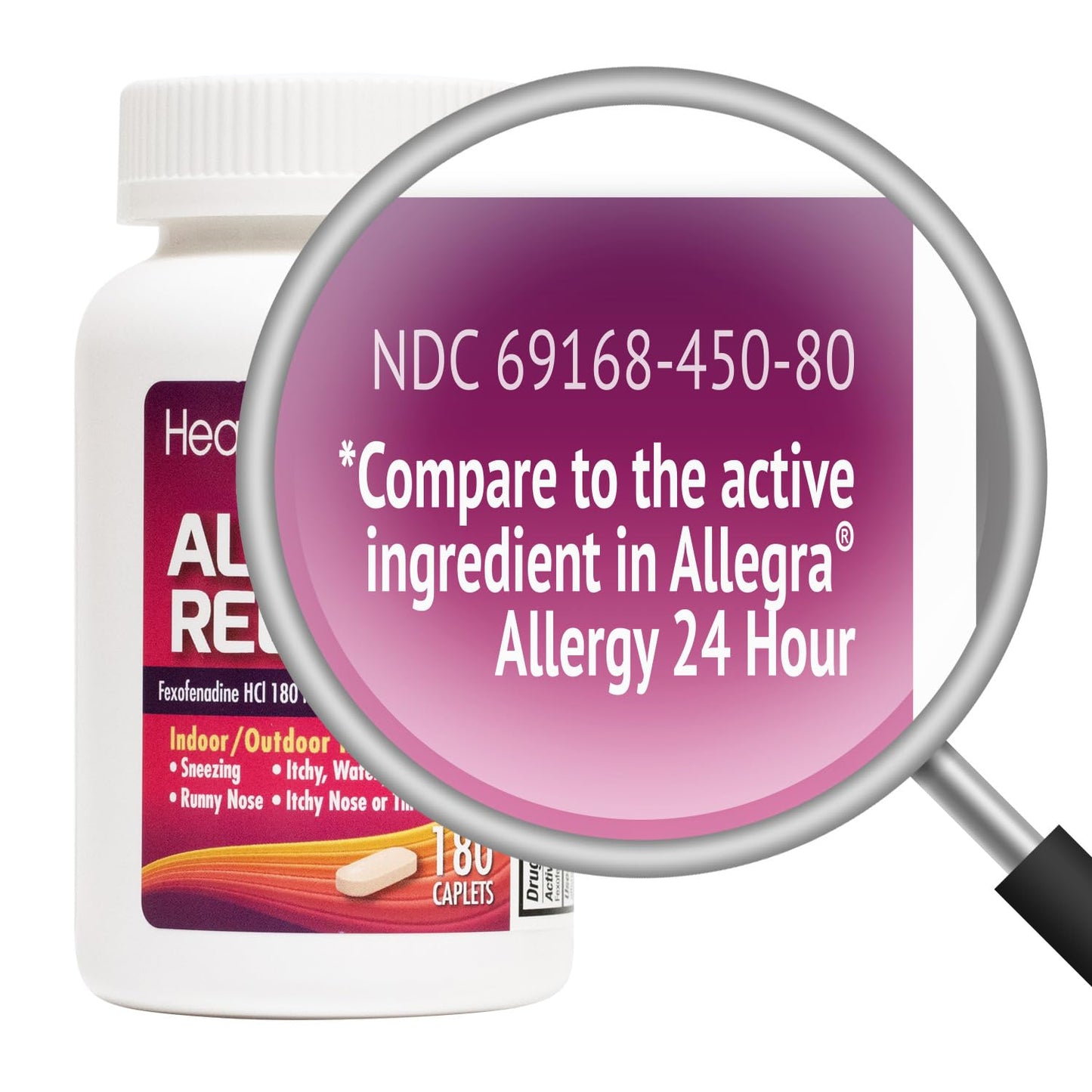 HealthA2Z Allergy Relief - Fexofenadine 180mg | 180 Caplets | 24-Hour Non-Drowsy Antihistamine
