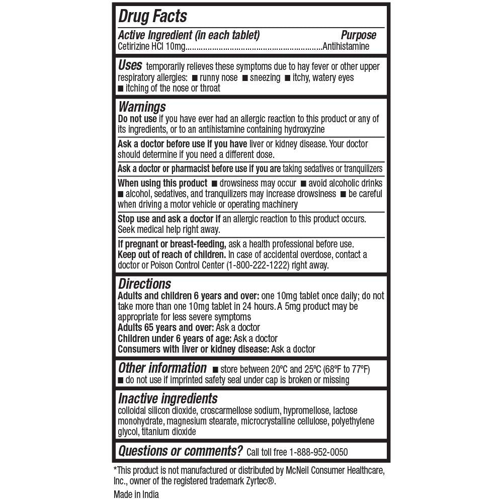 HealthA2Z Allergy Relief Cetirizine 10mg | All Day Indoor & Outdoor Allergy Relief (250 Count)