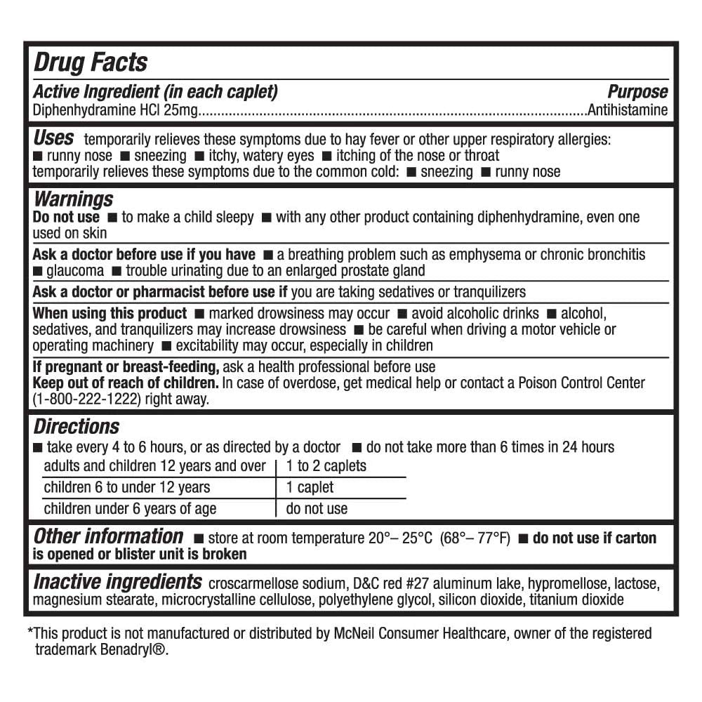 HealthA2Z Allergy Relief | Diphenhydramine HCl 25mg – 200 Caplets