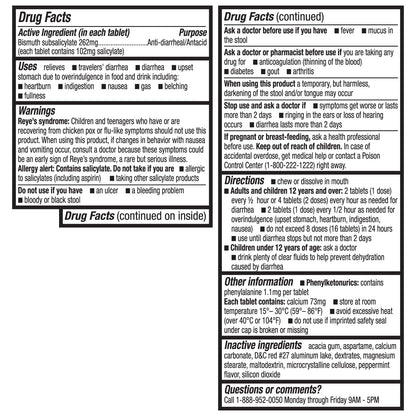 HealthA2Z Bismuth Subsalicylate 262mg – Multi-Symptom Digestive Relief (50 Tablets)
