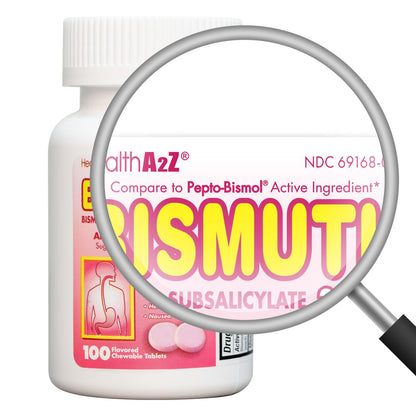HealthA2Z Bismuth Subsalicylate 262mg | Multi-Symptom Digestive Relief (100 Count)