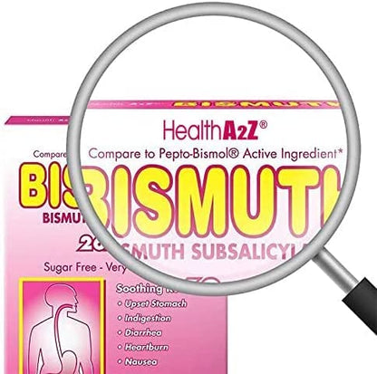 HealthA2Z Bismuth | Multi-Symptom Digestive Relief 3-Pack (36 Tablets)