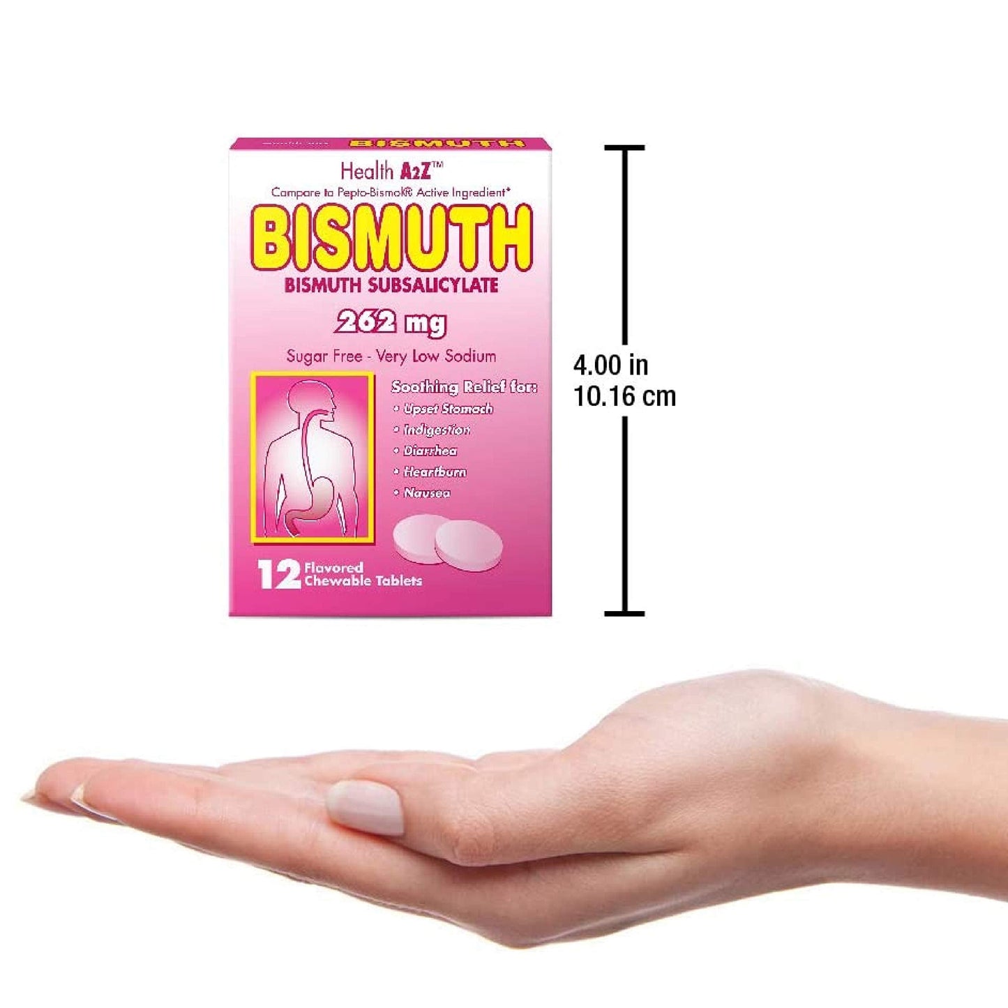 HealthA2Z Bismuth | Multi-Symptom Digestive Relief 3-Pack (36 Tablets)