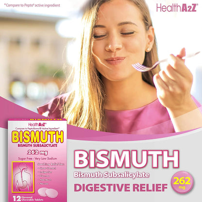 HealthA2Z Bismuth Subsalicylate 262mg | Multi-Symptom Digestive Relief | 24-Pack (288 Tablets)