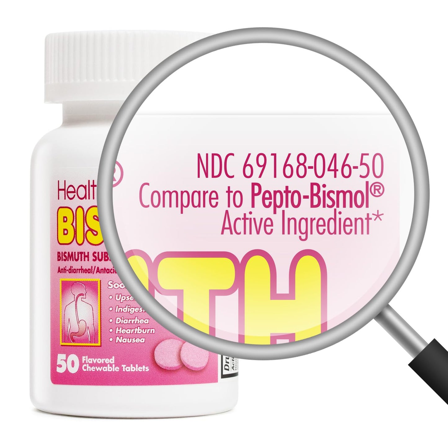 HealthA2Z Bismuth Subsalicylate 262mg – Multi-Symptom Digestive Relief (50 Tablets)