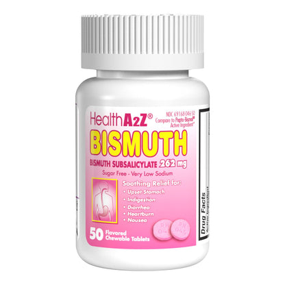 HealthA2Z Bismuth Subsalicylate 262mg – Multi-Symptom Digestive Relief (50 Tablets)