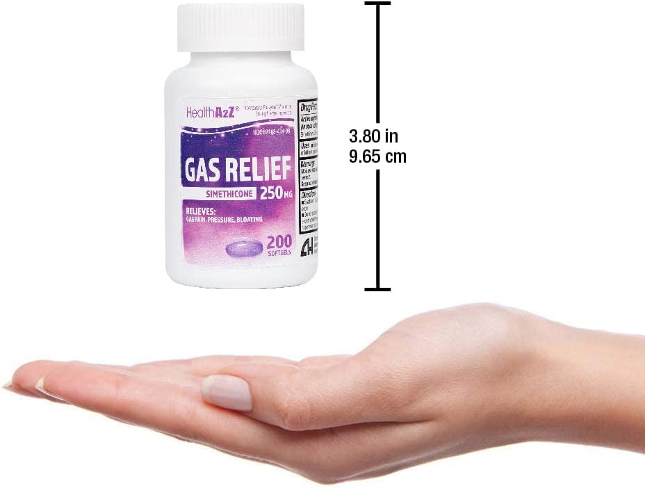 HealthA2Z Gas Relief Simethicone 250mg | Fast Gas Relief (200 Softgels)
