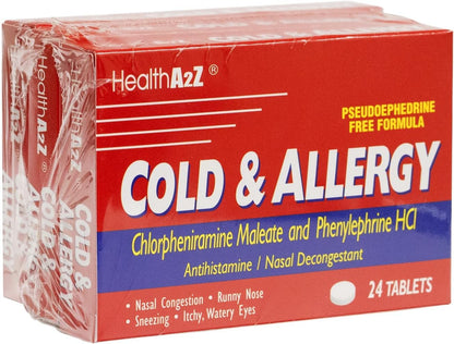 HealthA2Z Cold & Allergy 72 Tablets | Chlorpheniramine Maleate & Phenylephrine HCl