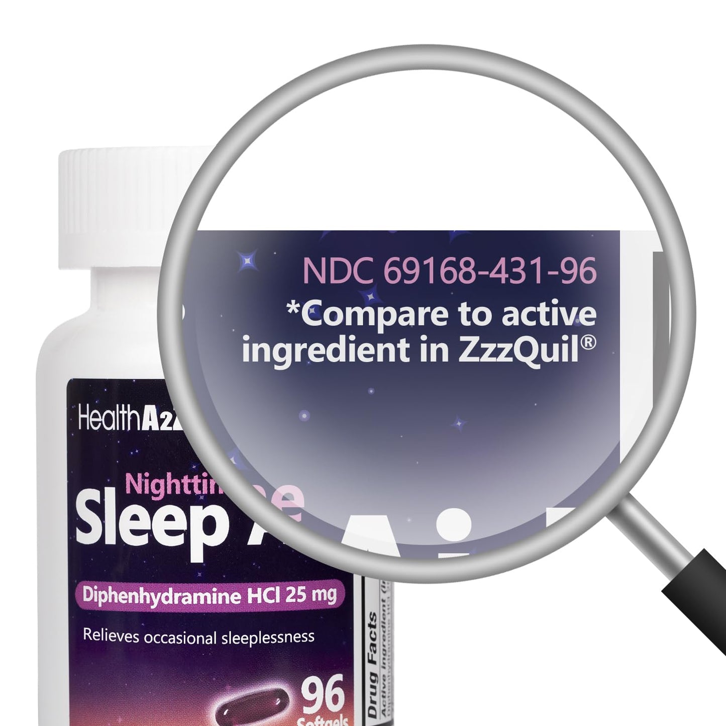 HealthA2Z Sleep Aid Softgels – Diphenhydramine HCl 25 mg, Non-Habit Forming, 96 Softgels