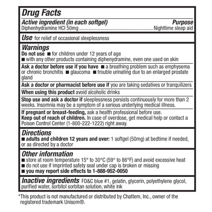 HealthA2Z Sleep Aid Softgels 50mg, 100 Count | Non Habit-Forming Nighttime Support