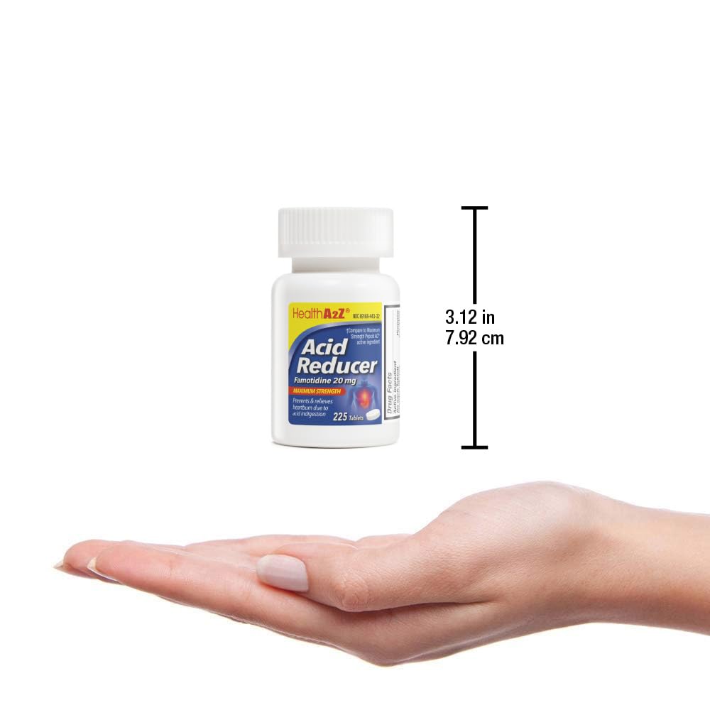 HealthA2Z Acid Reducer | Famotidine 20mg – Maximum Strength, Heartburn Relief (225 Tablets)