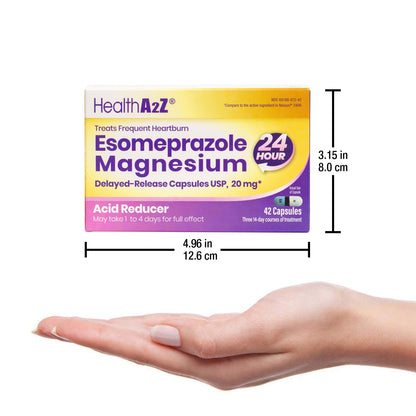 HealthA2Z Esomeprazole Magnesium 20mg | 24-Hour Heartburn Relief | 42 Count