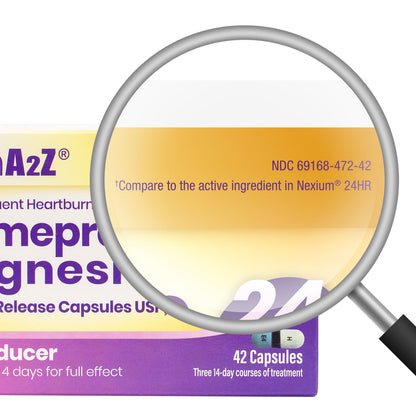 HealthA2Z Esomeprazole Magnesium 20mg | 24-Hour Heartburn Relief | 42 Count