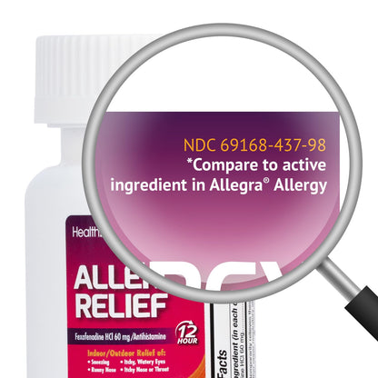 HealthA2Z® Fexofenadine Hydrochloride 60mg | 12-Hour Allergy Relief | 200 Count (Pack of 1)