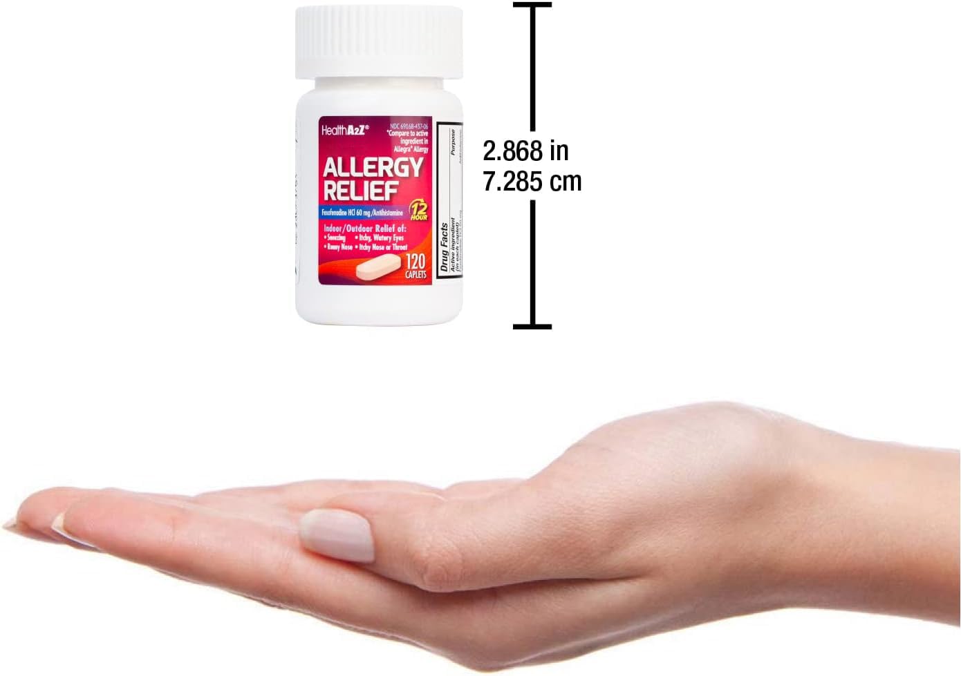 HealthA2Z Fexofenadine HCl 60mg – 12-Hour Allergy Relief (Indoor & Outdoor) – 120 Count