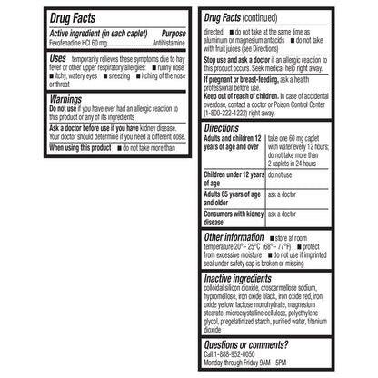 HealthA2Z® Fexofenadine Hydrochloride 60mg | 12-Hour Allergy Relief | 200 Count (Pack of 1)