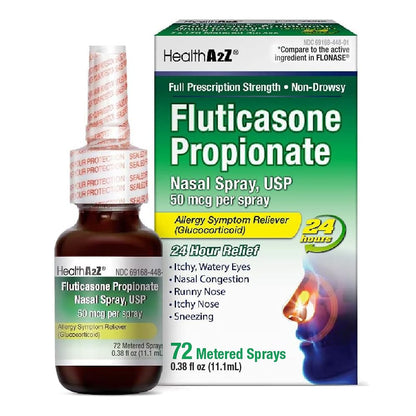 HealthA2Z Fluticasone Propionate Nasal Spray | 50 mcg per Spray, 72 Sprays