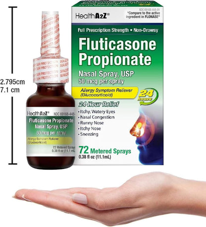 HealthA2Z Fluticasone Propionate Nasal Spray | 50 mcg per Spray, 72 Sprays