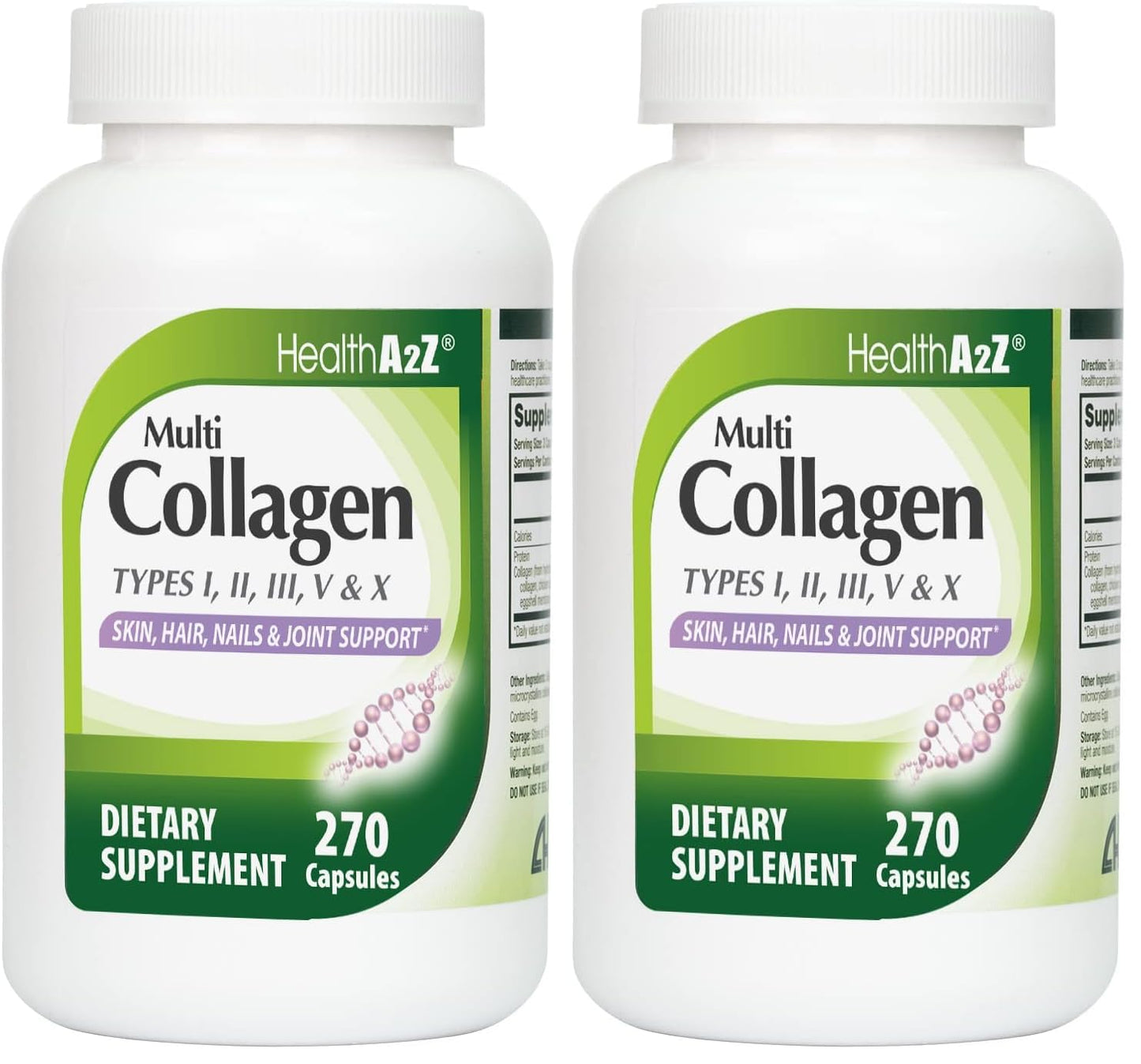 HealthA2Z Multi Collagen Pills – 1735 mg, 270 Capsules | Skin, Hair, Nails & Joints (Pack of 2)